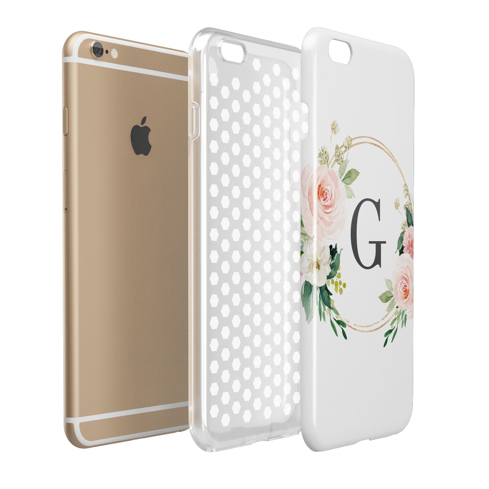 Personalised Blush Floral Wreath Apple iPhone 6 Plus 3D Tough Case Expand Detail Image