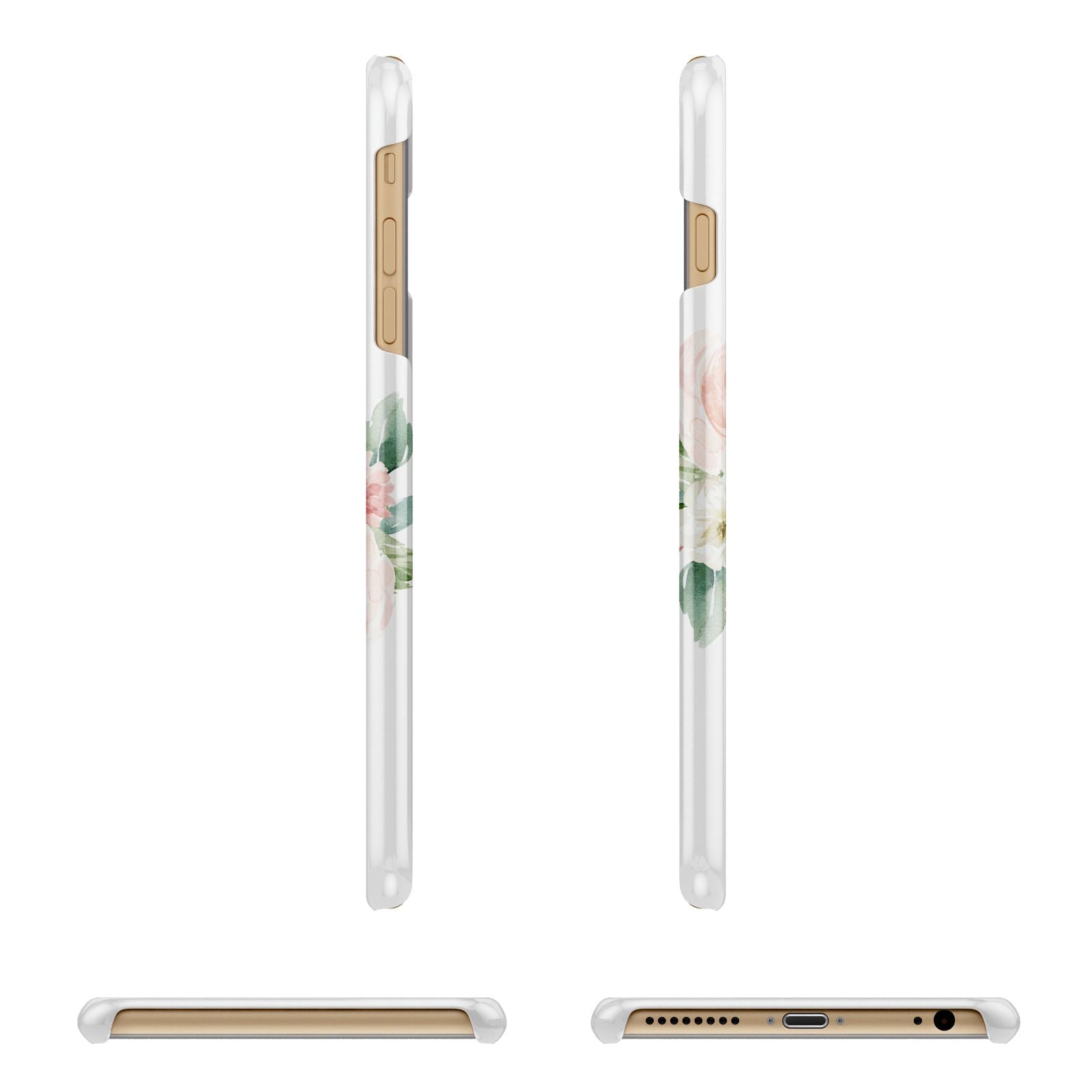 Personalised Blush Floral Wreath Apple iPhone 6 Plus 3D Wrap Snap Case Angled Images