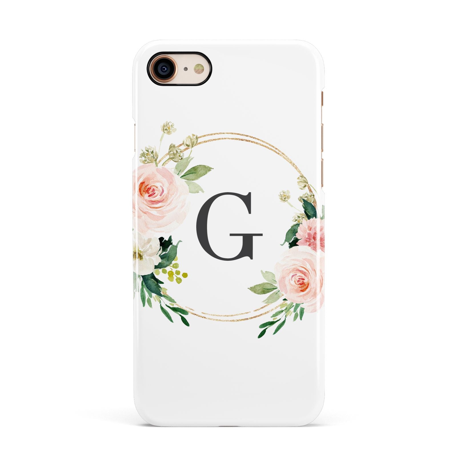 Personalised Blush Floral Wreath Apple iPhone 7 8 3D Snap Case
