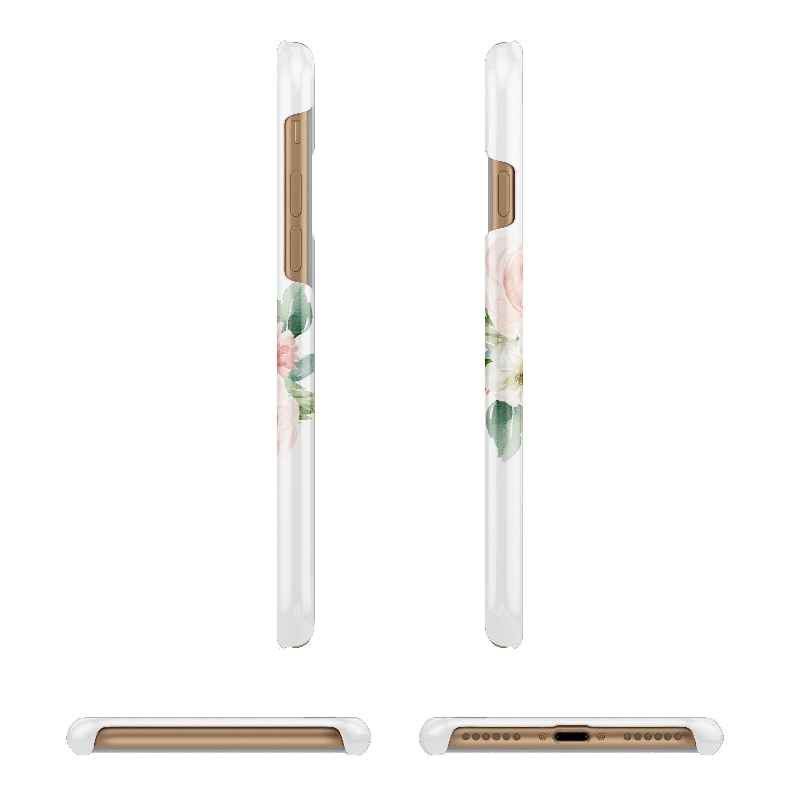 Personalised Blush Floral Wreath Apple iPhone 7 8 3D Wrap Snap Case Angled Images