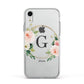 Personalised Blush Floral Wreath Apple iPhone XR Impact Case White Edge on Silver Phone