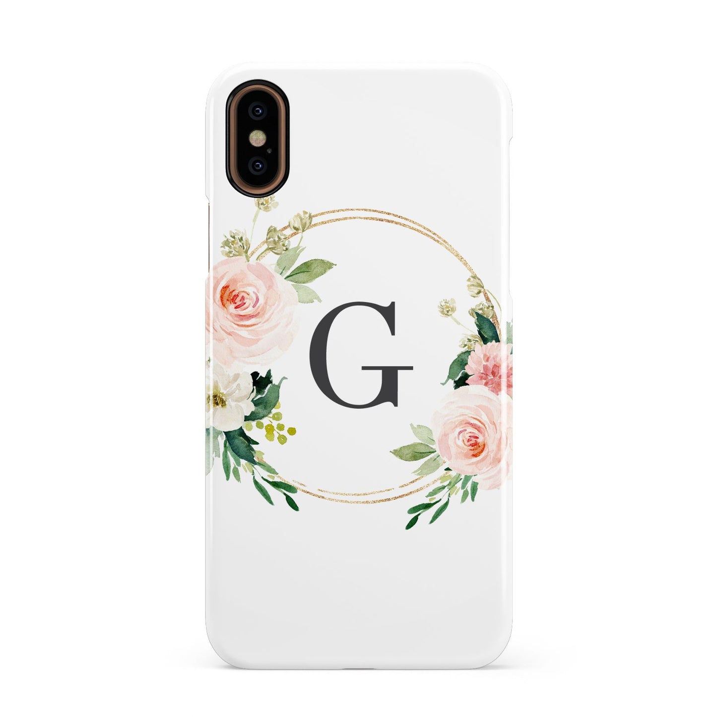 Personalised Blush Floral Wreath Apple iPhone XS 3D Snap Case