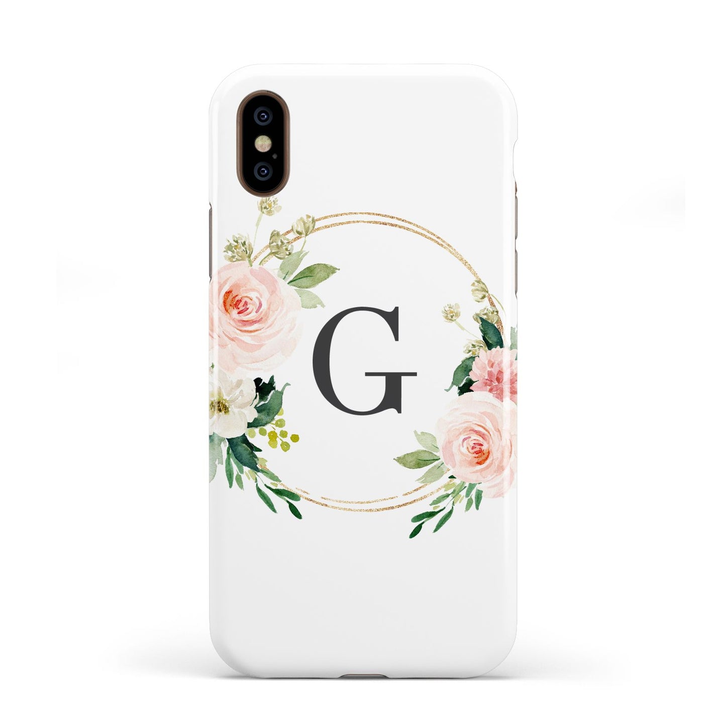 Personalised Blush Floral Wreath Apple iPhone XS 3D Tough
