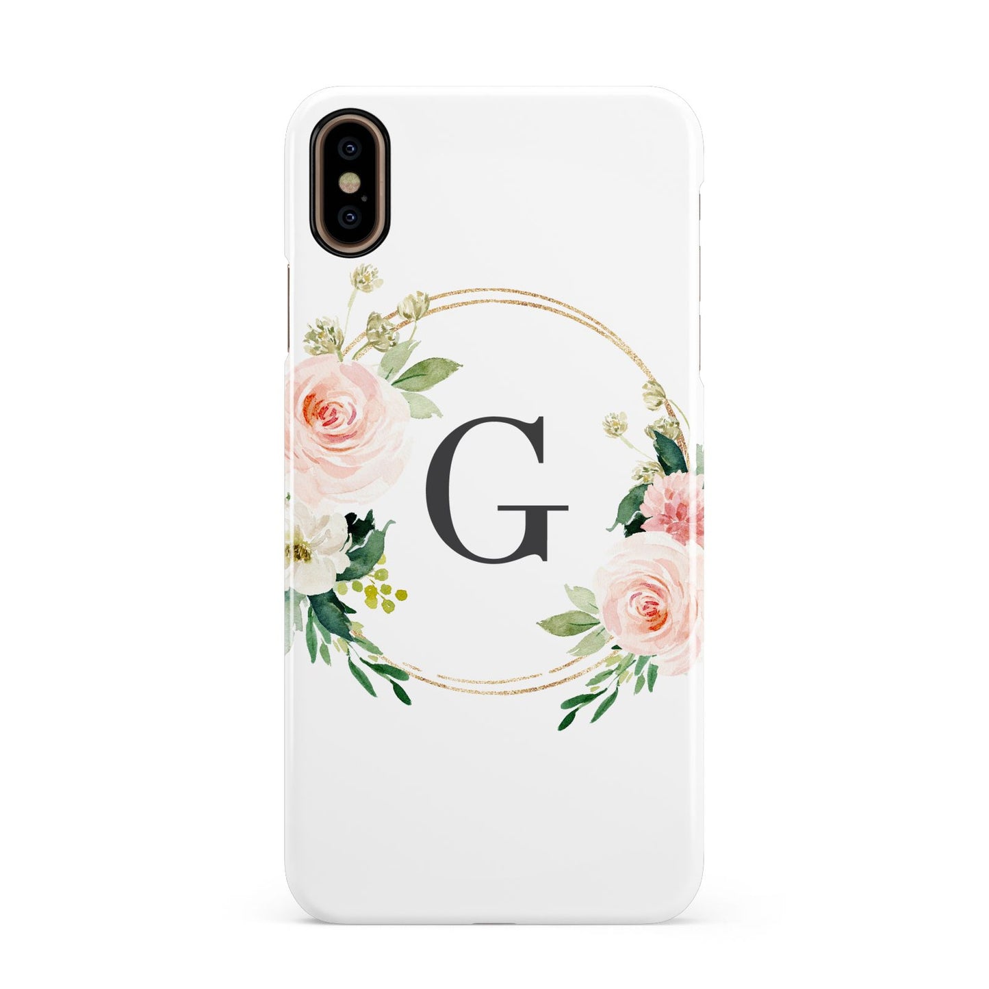 Personalised Blush Floral Wreath Apple iPhone Xs Max 3D Snap Case