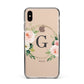 Personalised Blush Floral Wreath Apple iPhone Xs Max Impact Case Black Edge on Gold Phone