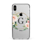 Personalised Blush Floral Wreath Apple iPhone Xs Max Impact Case Black Edge on Silver Phone