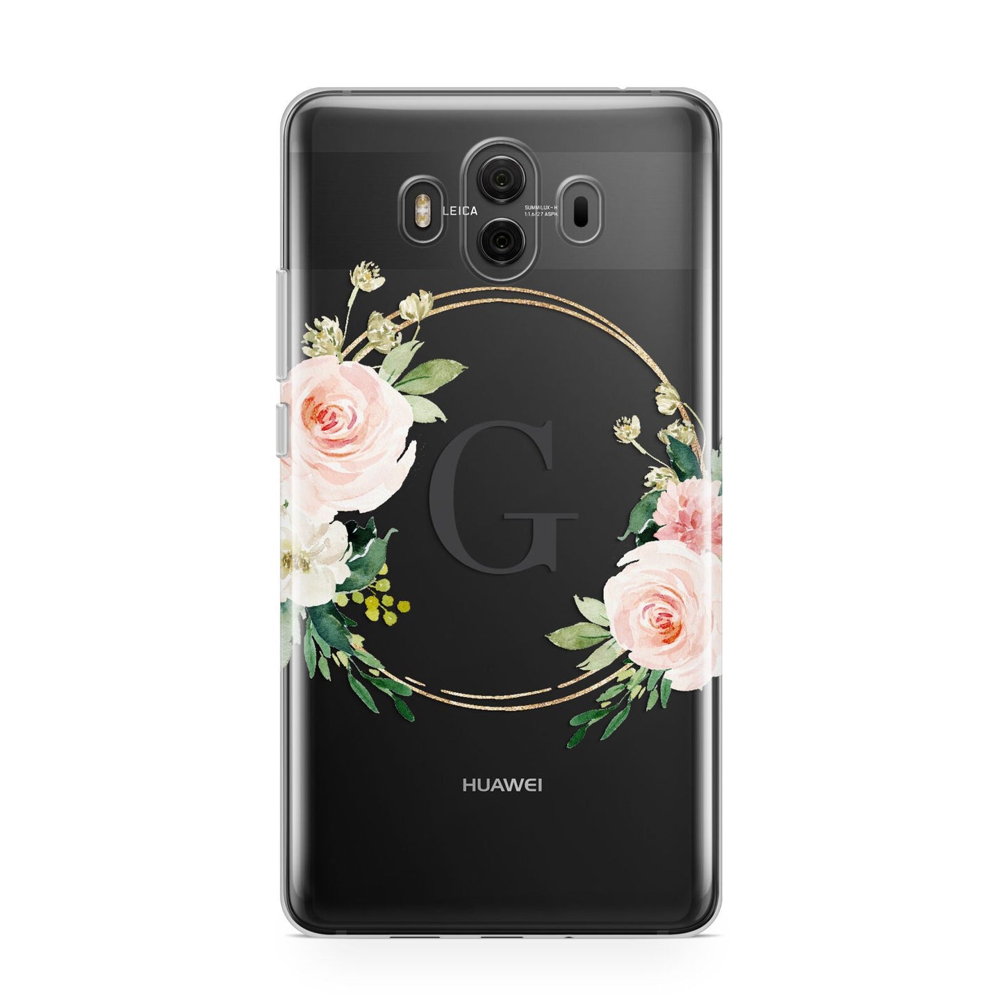 Personalised Blush Floral Wreath Huawei Mate 10 Protective Phone Case