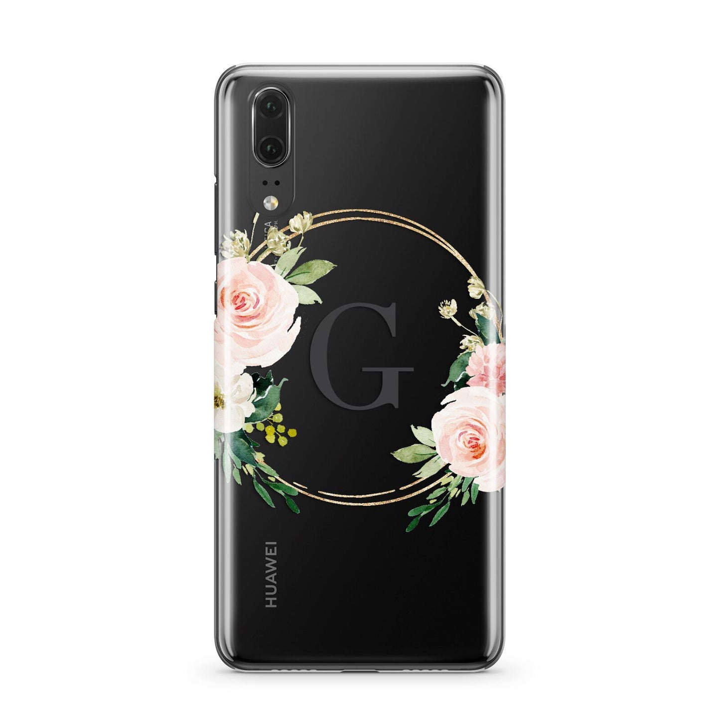 Personalised Blush Floral Wreath Huawei P20 Phone Case