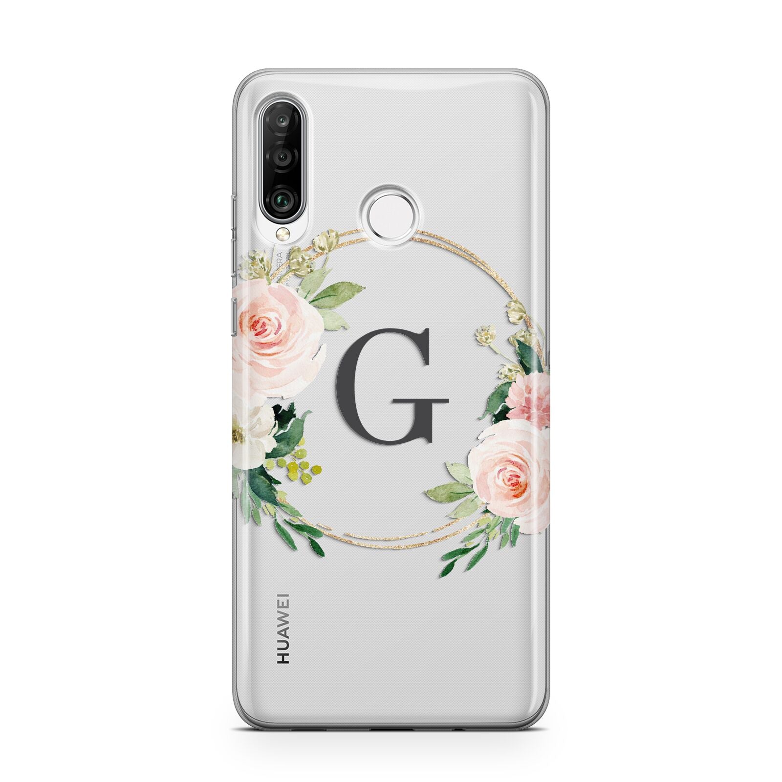 Personalised Blush Floral Wreath Huawei P30 Lite Phone Case