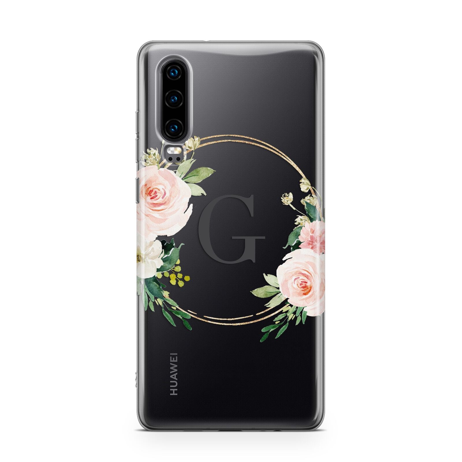 Personalised Blush Floral Wreath Huawei P30 Phone Case
