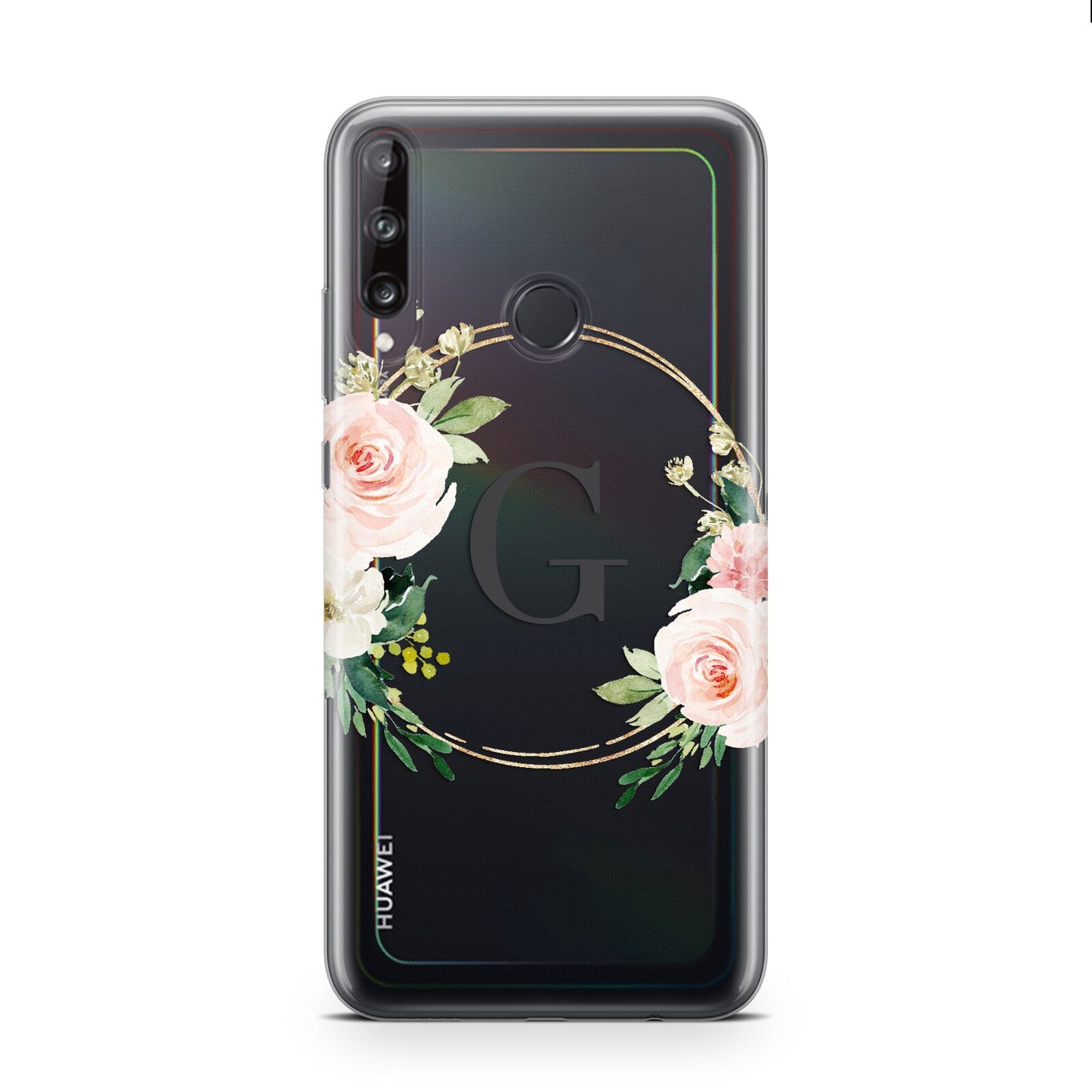 Personalised Blush Floral Wreath Huawei P40 Lite E Phone Case