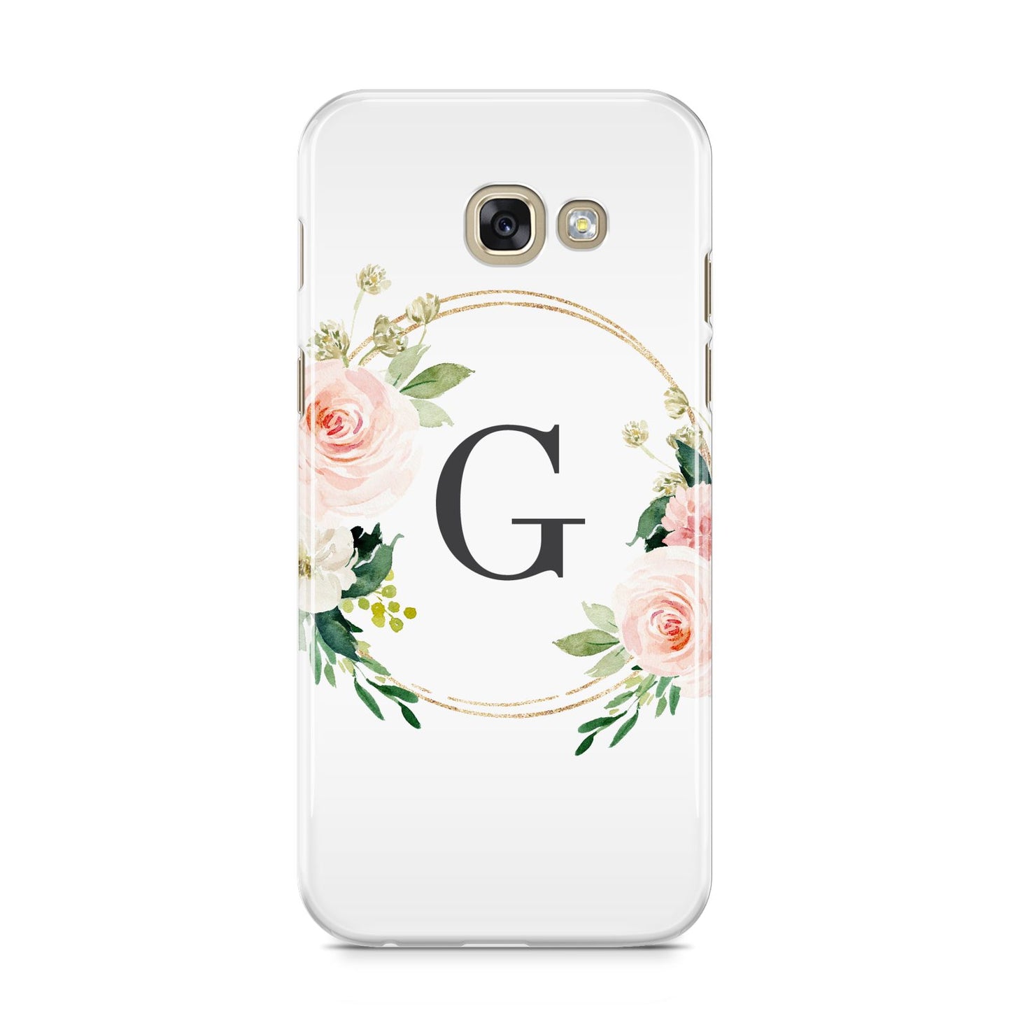 Personalised Blush Floral Wreath Samsung Galaxy A5 2017 Case on gold phone