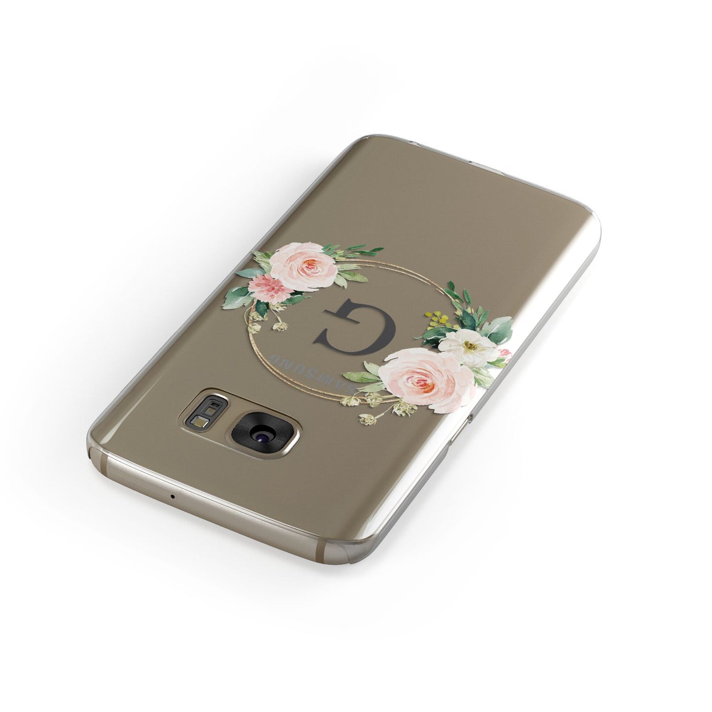 Personalised Blush Floral Wreath Samsung Galaxy Case Front Close Up