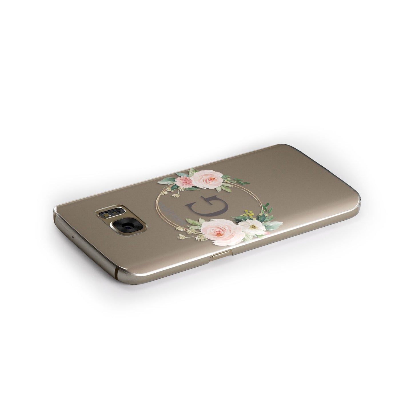 Personalised Blush Floral Wreath Samsung Galaxy Case Side Close Up