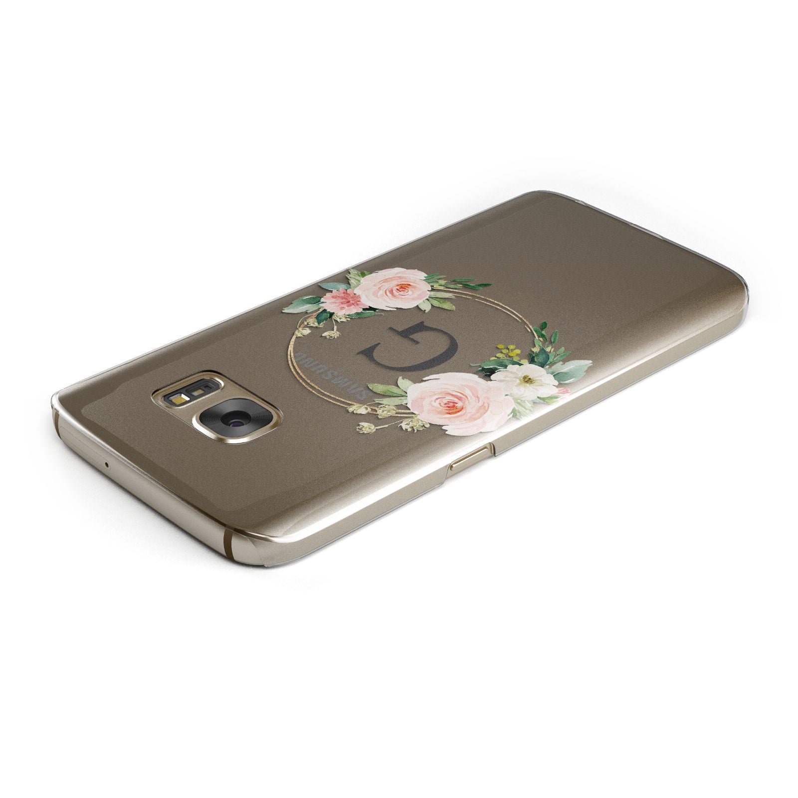 Personalised Blush Floral Wreath Samsung Galaxy Case Top Cutout