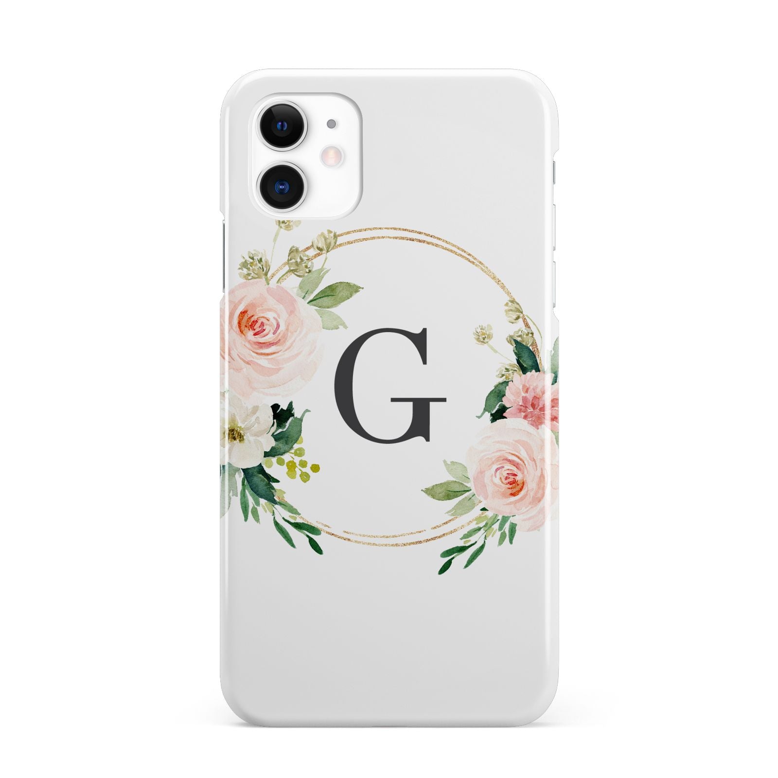Personalised Blush Floral Wreath iPhone 11 3D Snap Case