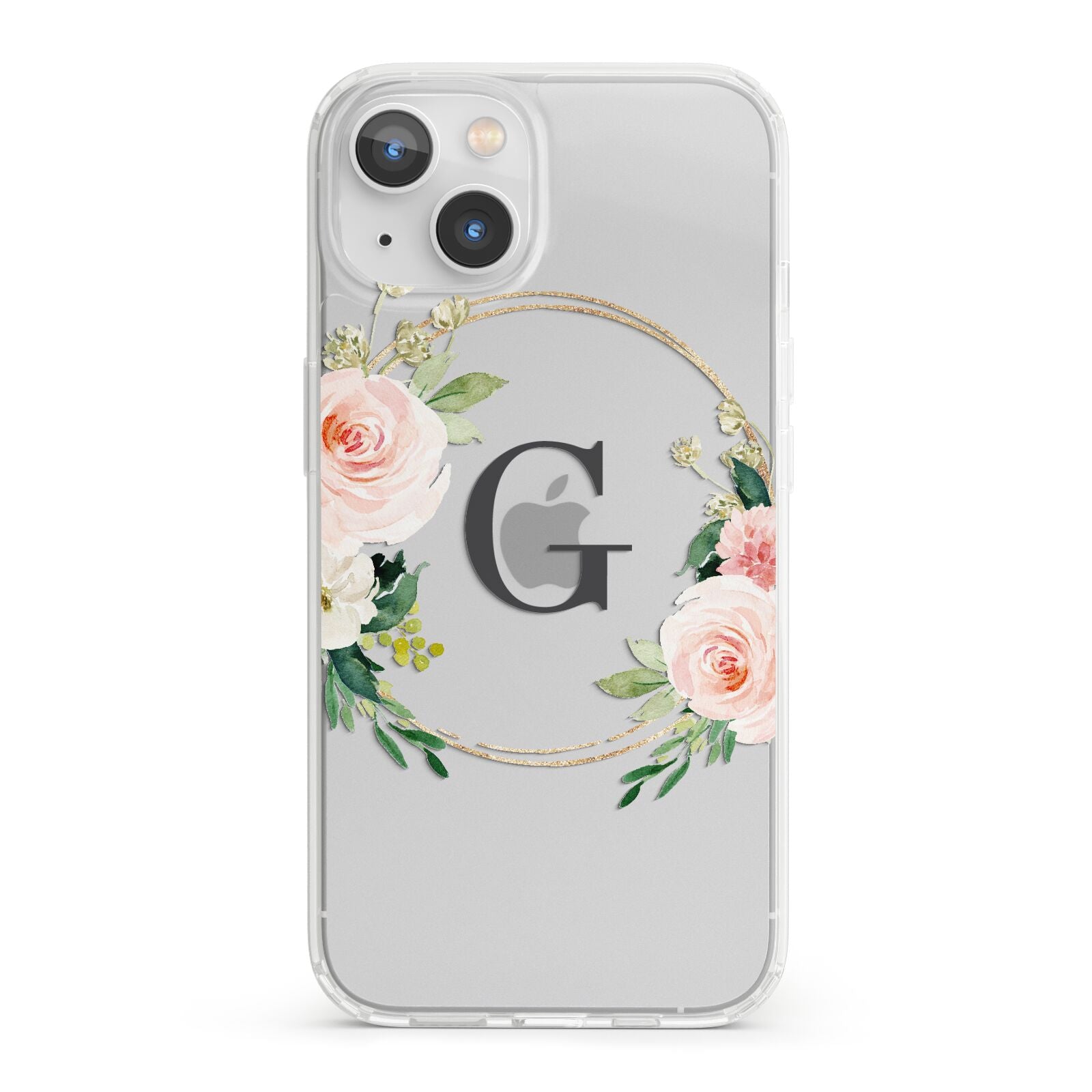 Personalised Blush Floral Wreath iPhone 13 Clear Bumper Case