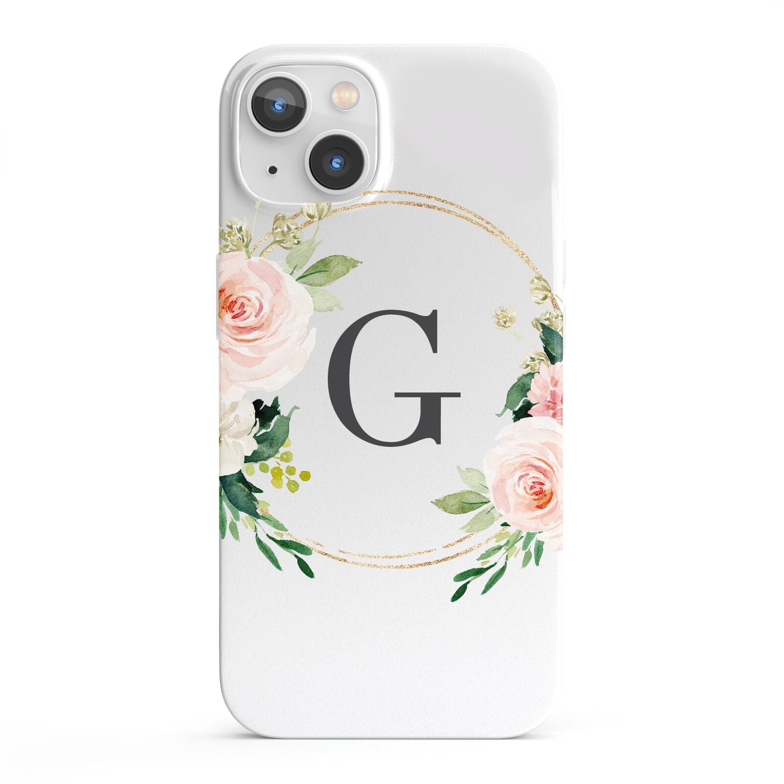 Personalised Blush Floral Wreath iPhone 13 Full Wrap 3D Snap Case