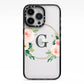 Personalised Blush Floral Wreath iPhone 13 Pro Black Impact Case on Silver phone