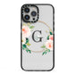 Personalised Blush Floral Wreath iPhone 13 Pro Max Black Impact Case on Silver phone