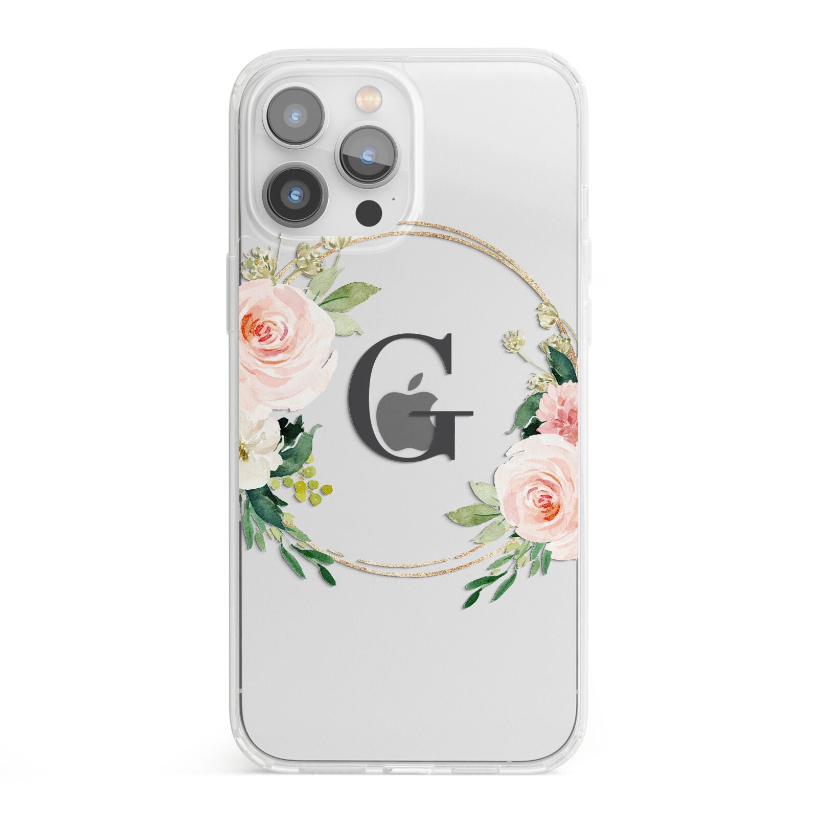 Personalised Blush Floral Wreath iPhone 13 Pro Max Clear Bumper Case