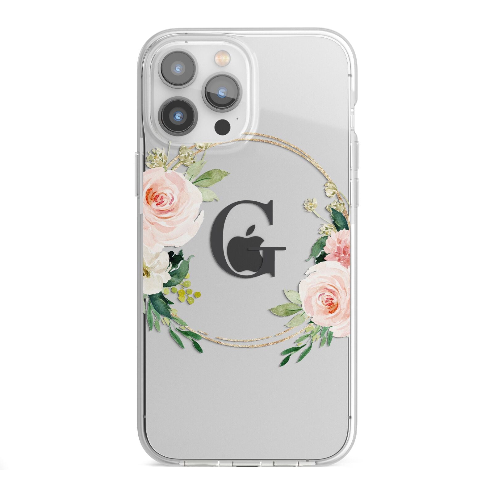Personalised Blush Floral Wreath iPhone 13 Pro Max TPU Impact Case with White Edges