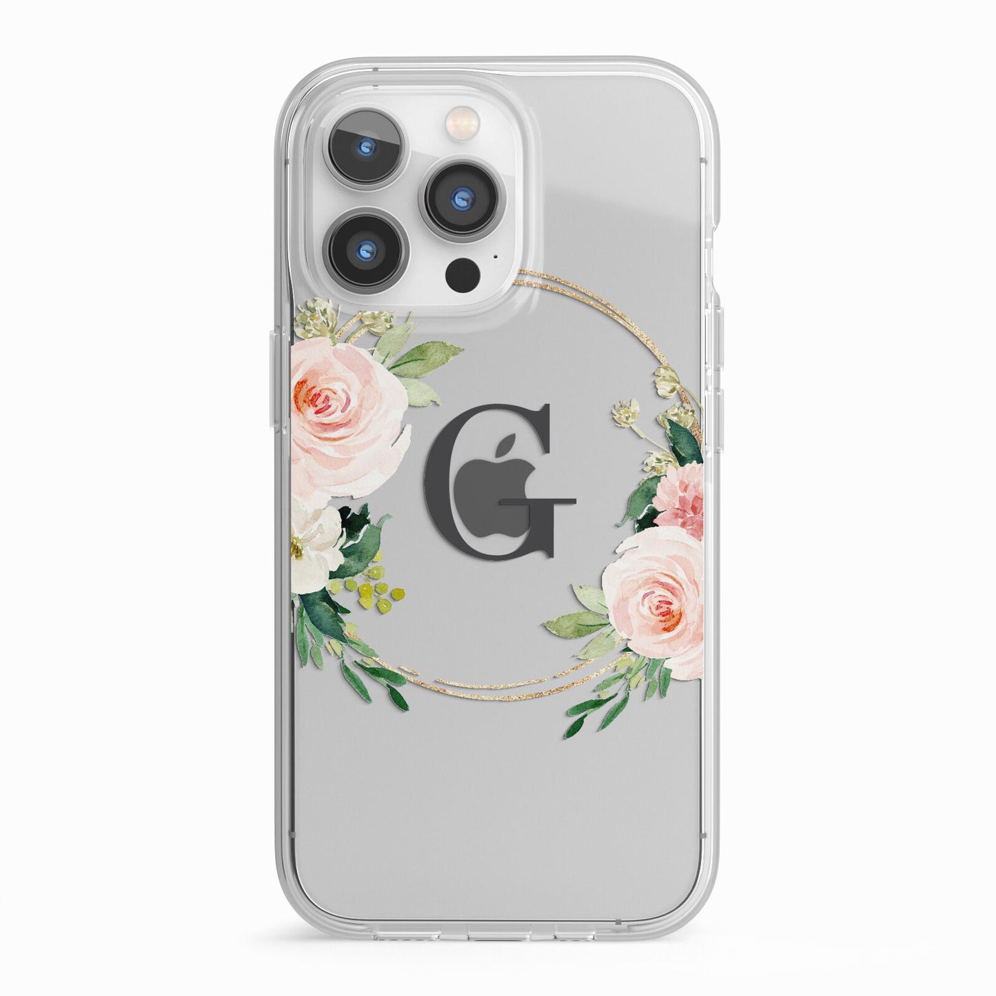 Personalised Blush Floral Wreath iPhone 13 Pro TPU Impact Case with White Edges