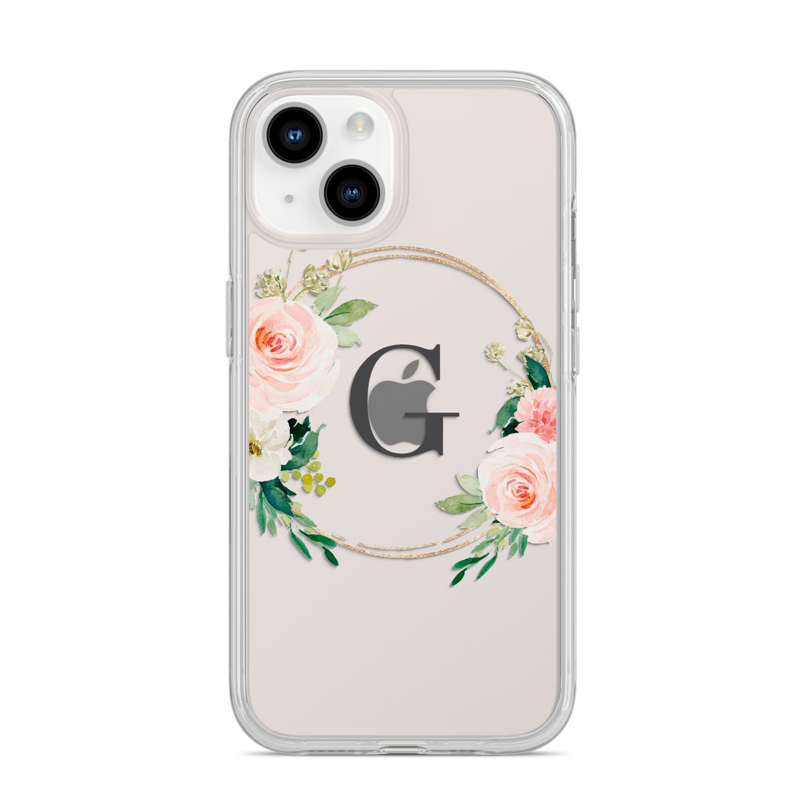 Personalised Blush Floral Wreath iPhone 14 Clear Tough Case Starlight