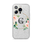 Personalised Blush Floral Wreath iPhone 14 Pro Glitter Tough Case Silver