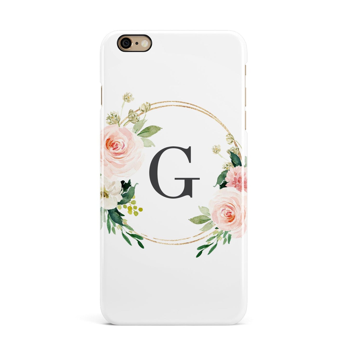 Personalised Blush Floral Wreath iPhone 6 Plus 3D Snap Case on Gold Phone