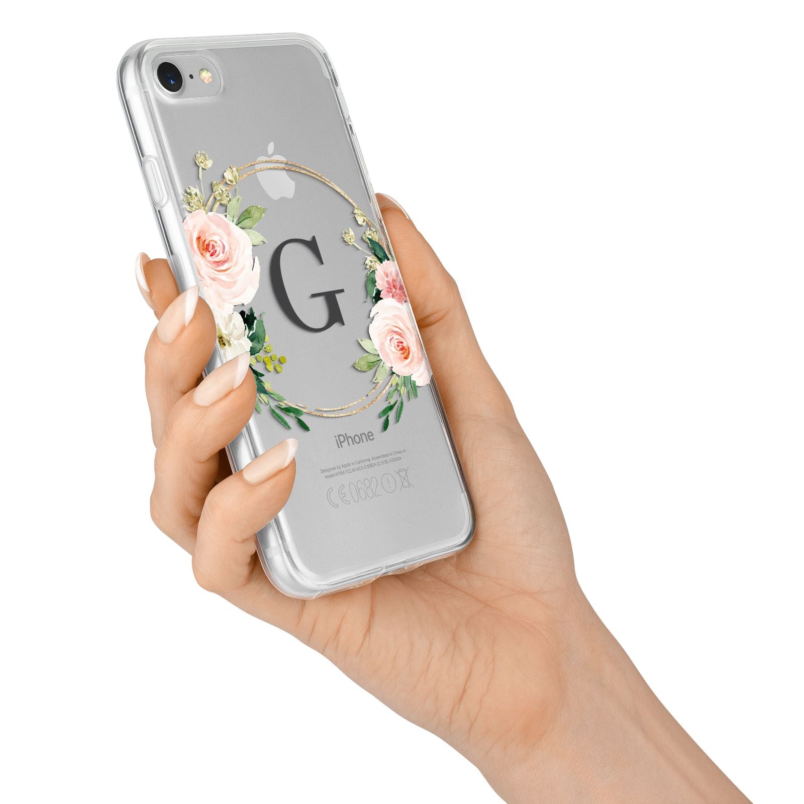 Personalised Blush Floral Wreath iPhone 7 Bumper Case on Silver iPhone Alternative Image