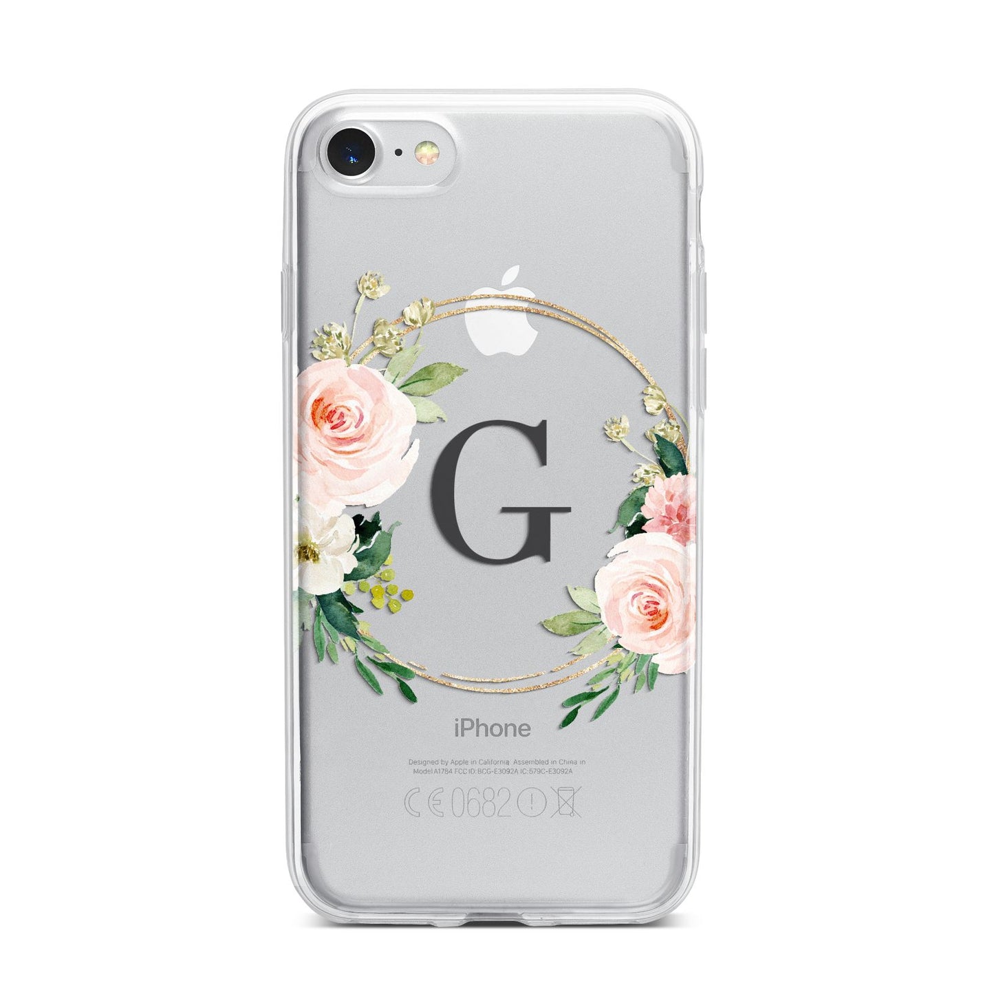 Personalised Blush Floral Wreath iPhone 7 Bumper Case on Silver iPhone