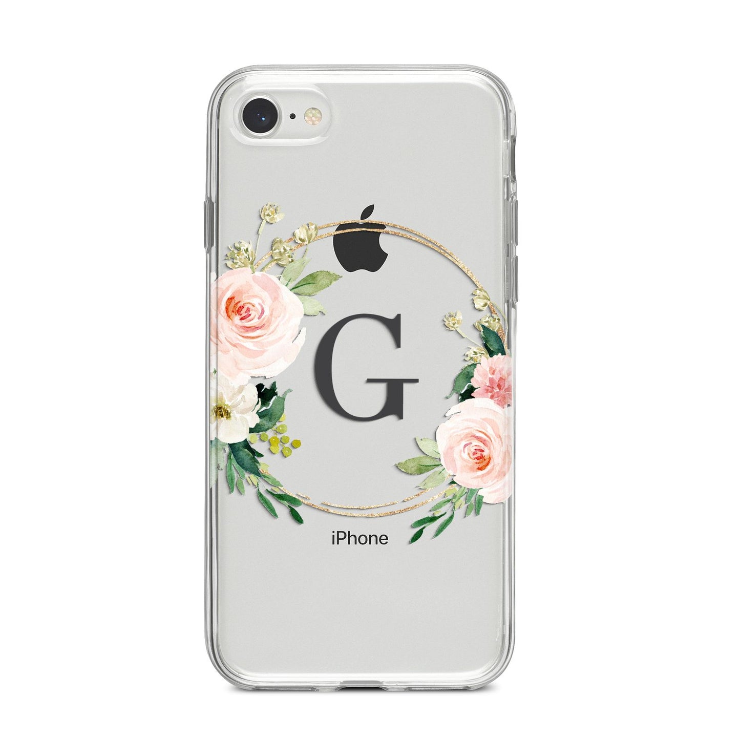 Personalised Blush Floral Wreath iPhone 8 Bumper Case on Silver iPhone