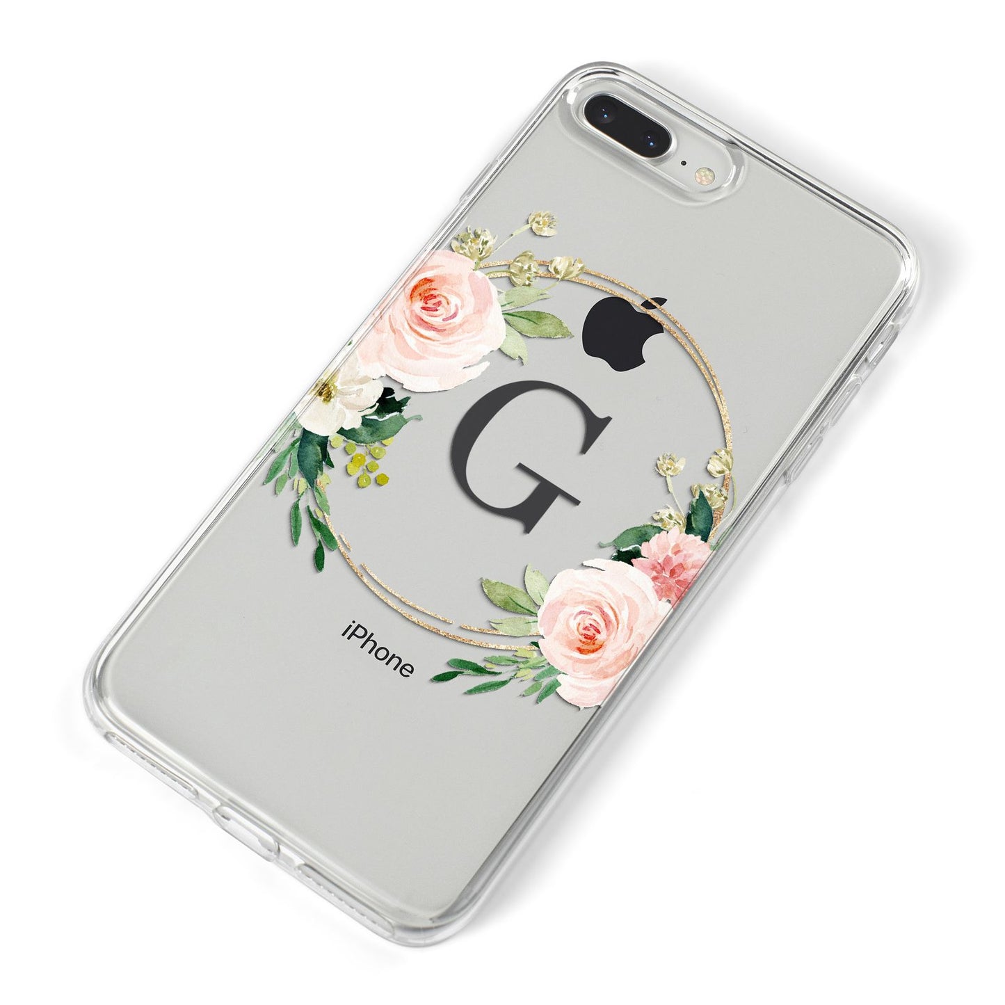 Personalised Blush Floral Wreath iPhone 8 Plus Bumper Case on Silver iPhone Alternative Image