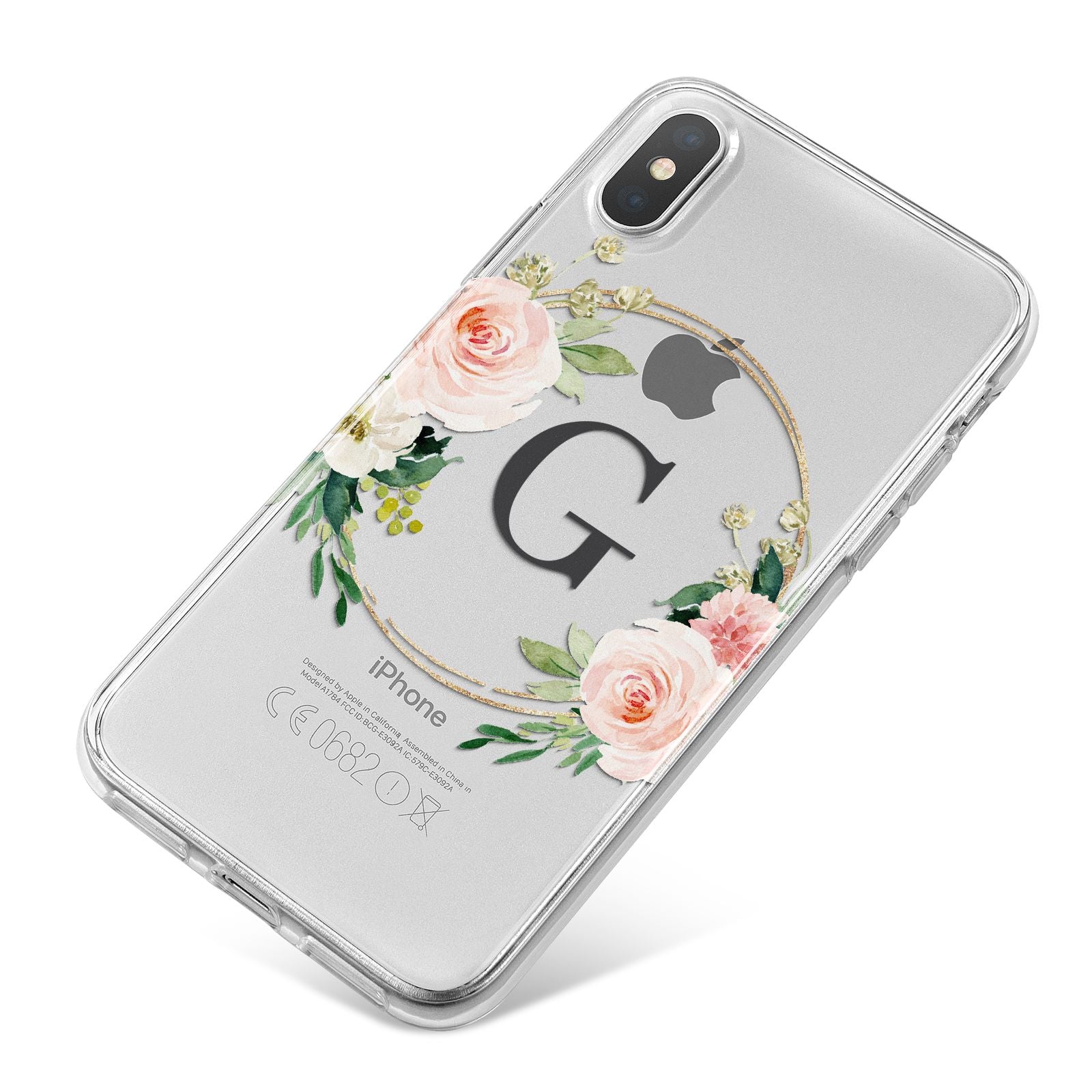 Personalised Blush Floral Wreath iPhone X Bumper Case on Silver iPhone