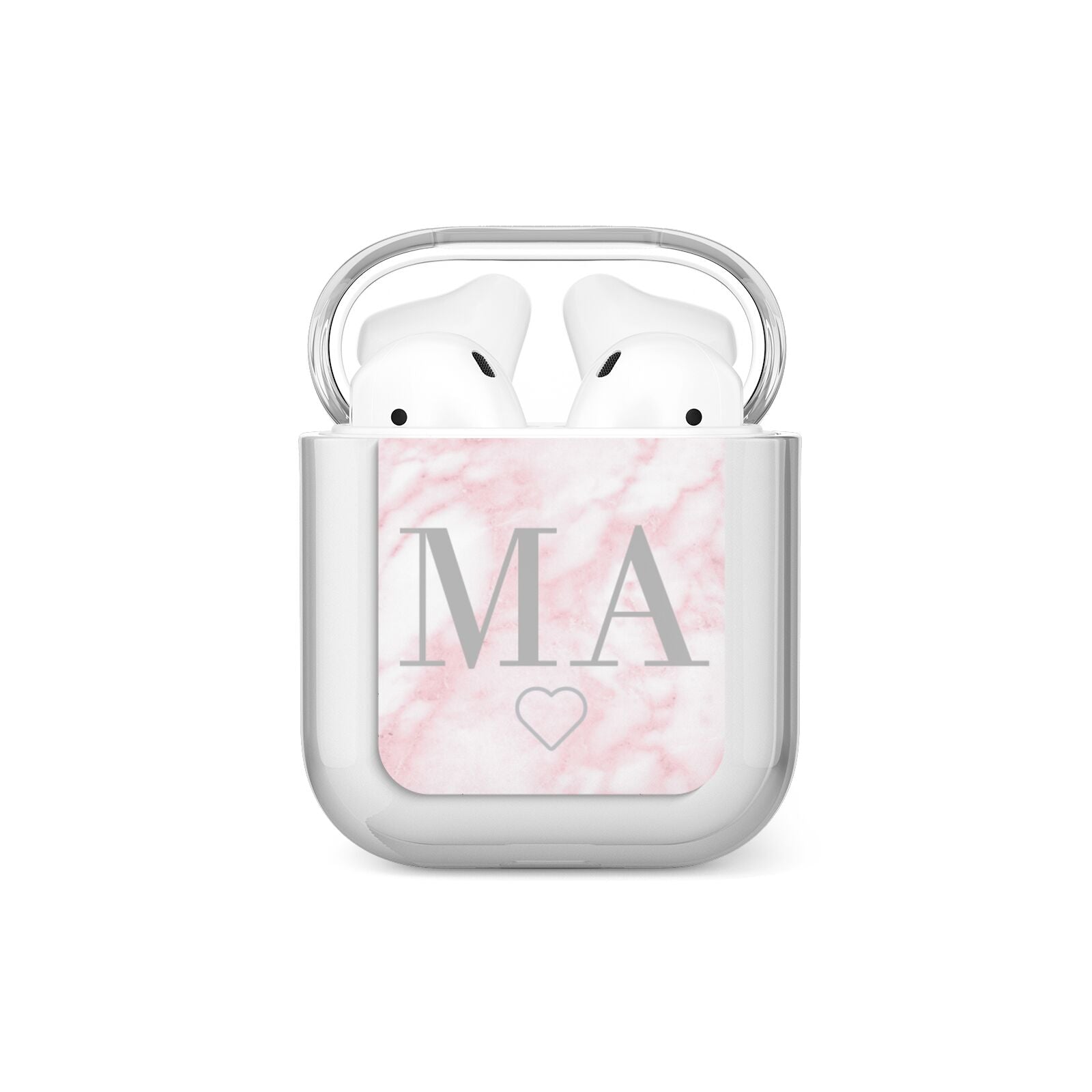 Personalised Blush Marble Initials AirPods Case