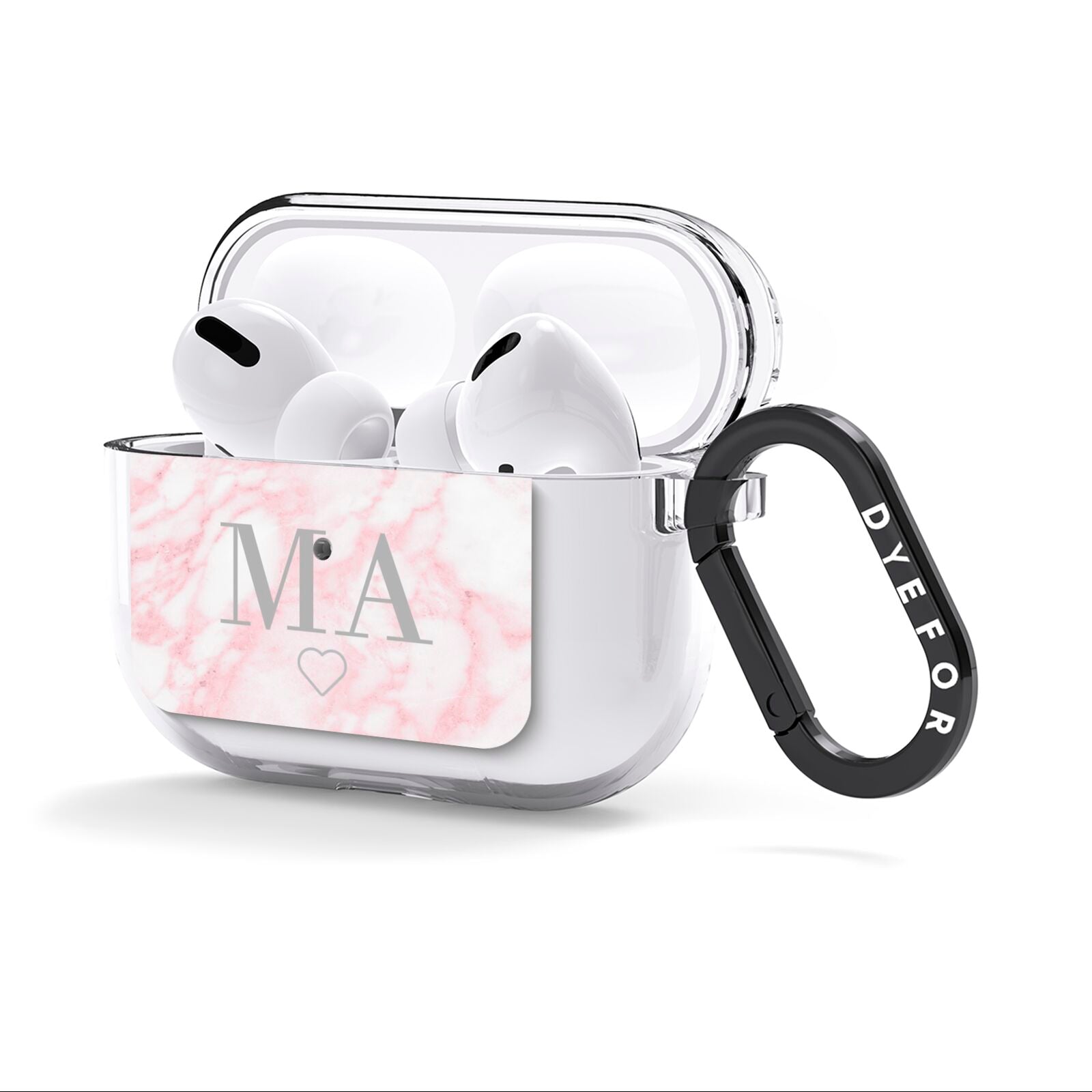 Personalised Blush Marble Initials AirPods Clear Case 3rd Gen Side Image