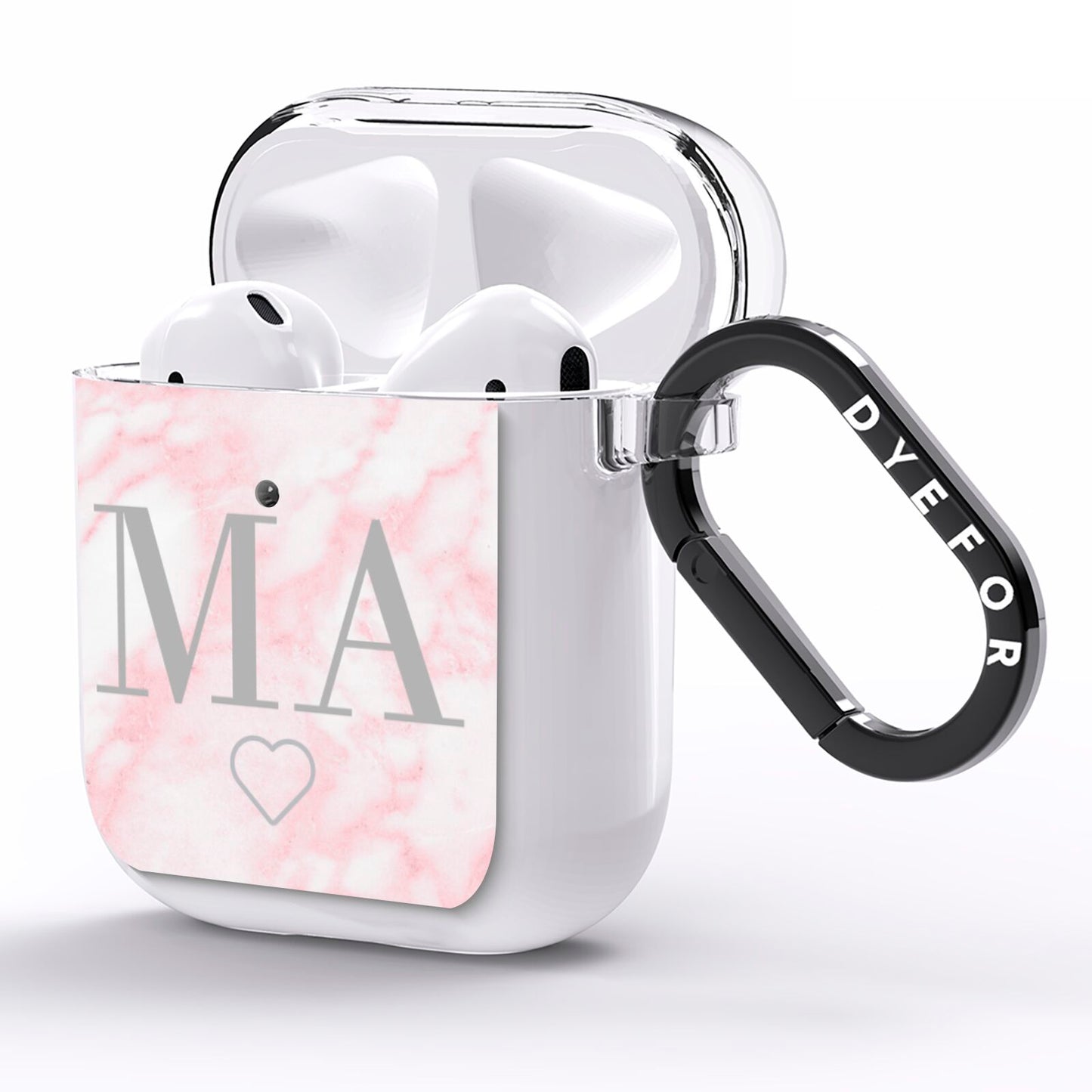 Personalised Blush Marble Initials AirPods Clear Case Side Image