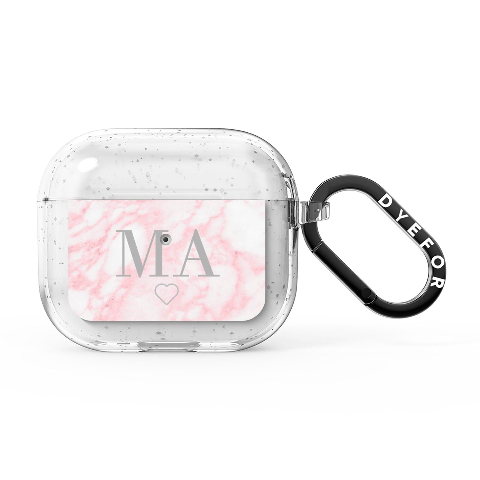 Personalised Blush Marble Initials AirPods Glitter Case 3rd Gen