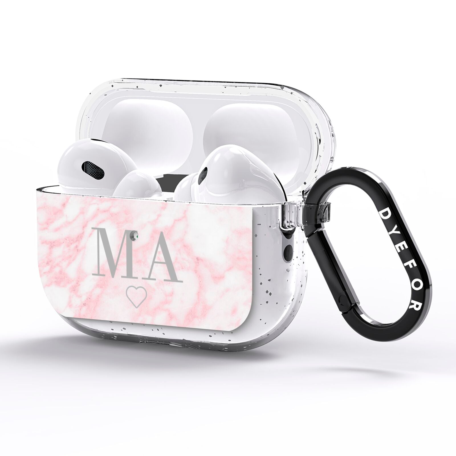 Personalised Blush Marble Initials AirPods Pro Glitter Case Side Image