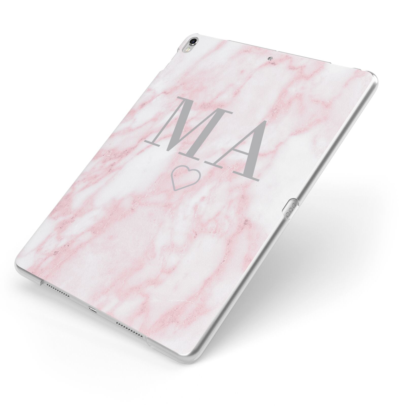Personalised Blush Marble Initials Apple iPad Case on Silver iPad Side View