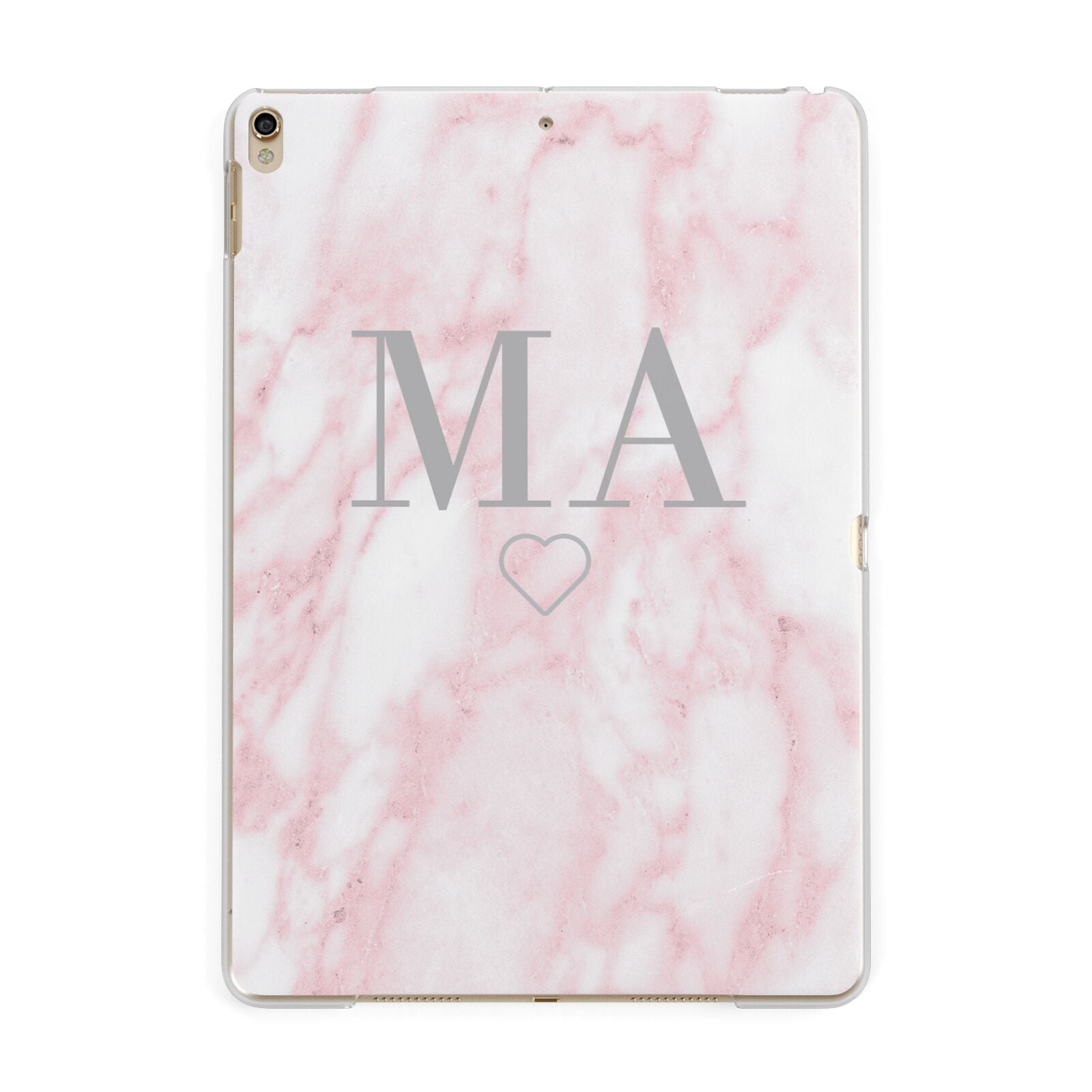 Personalised Blush Marble Initials Apple iPad Gold Case