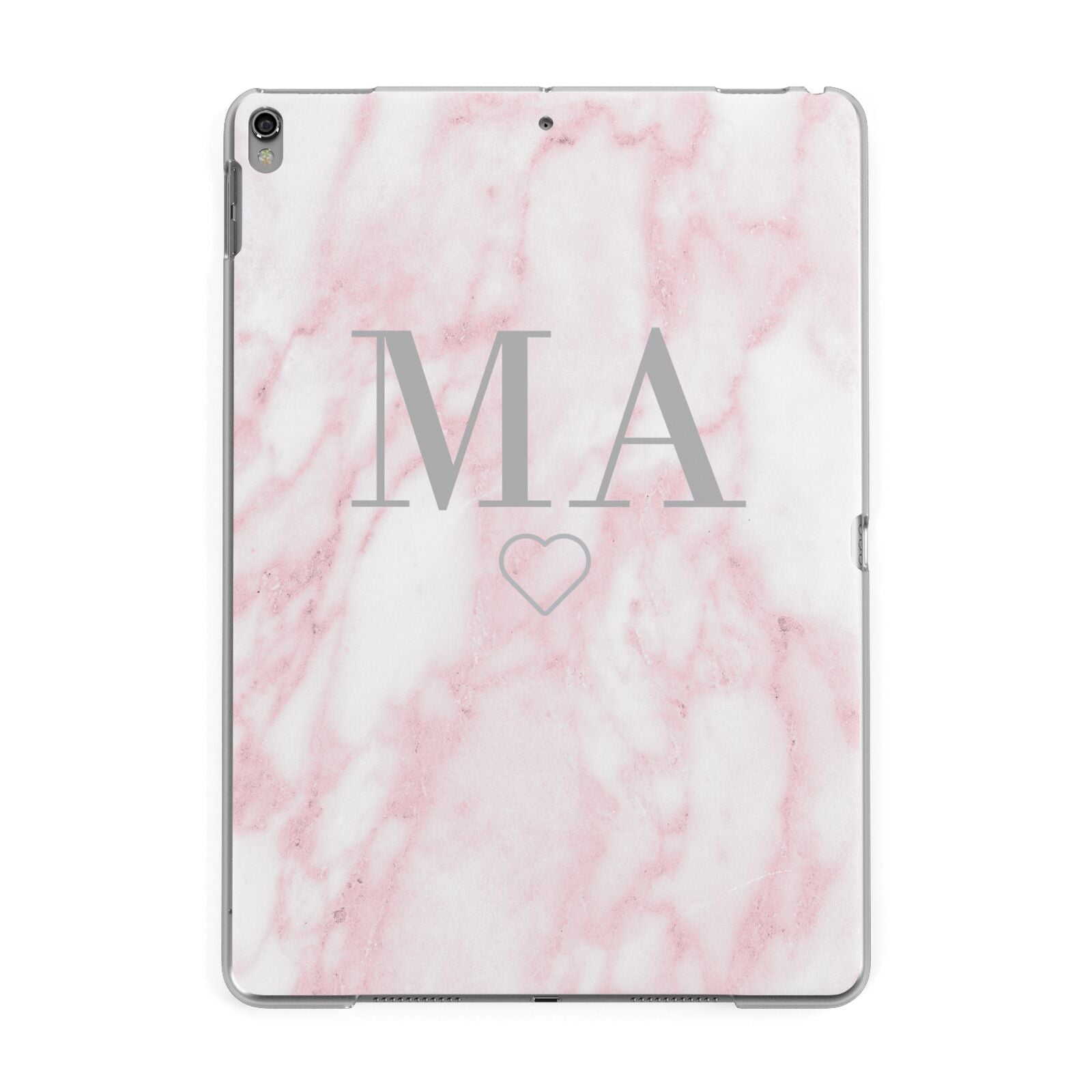 Personalised Blush Marble Initials Apple iPad Grey Case