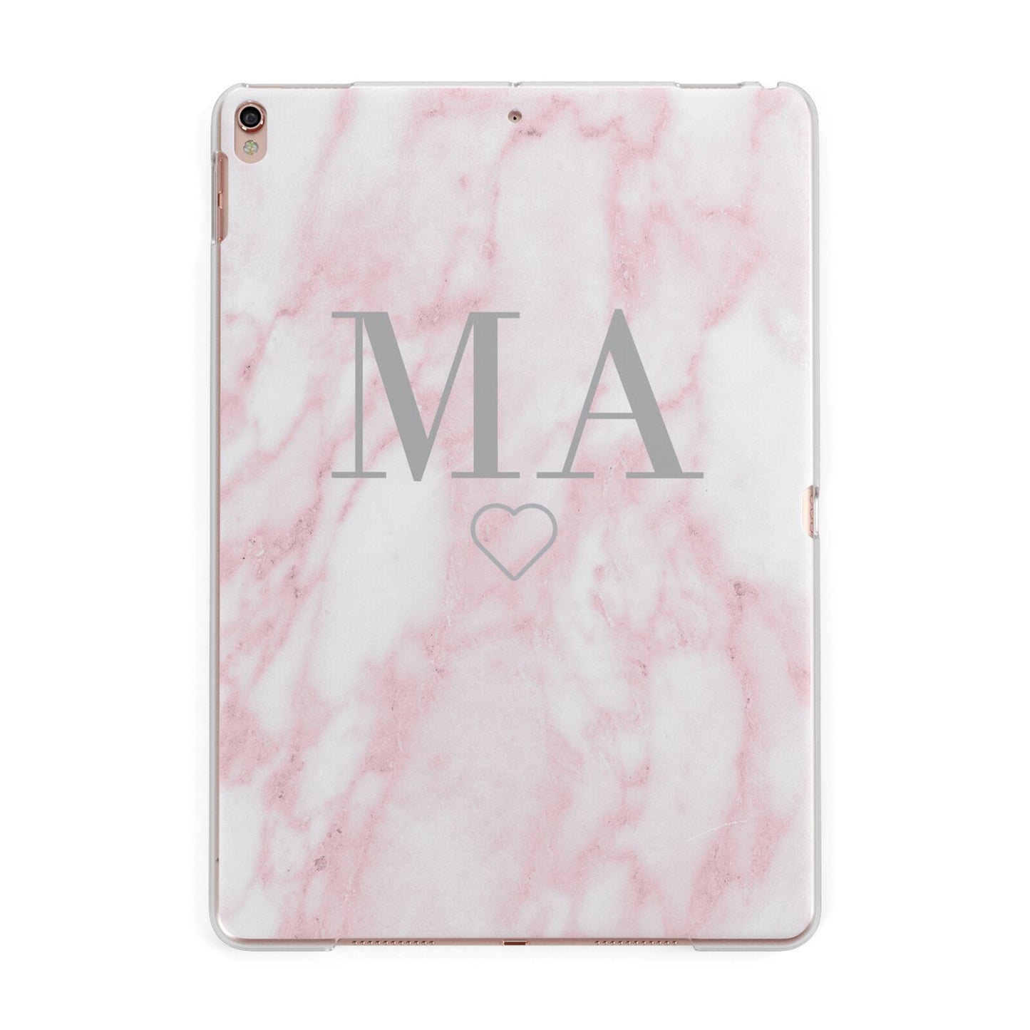 Personalised Blush Marble Initials Apple iPad Rose Gold Case