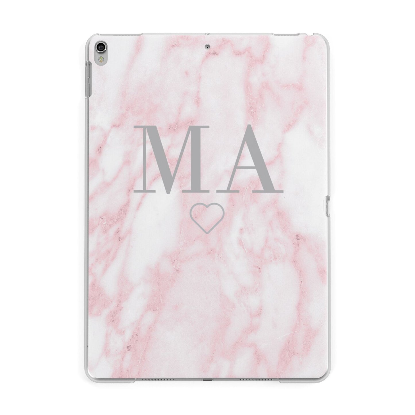 Personalised Blush Marble Initials Apple iPad Silver Case