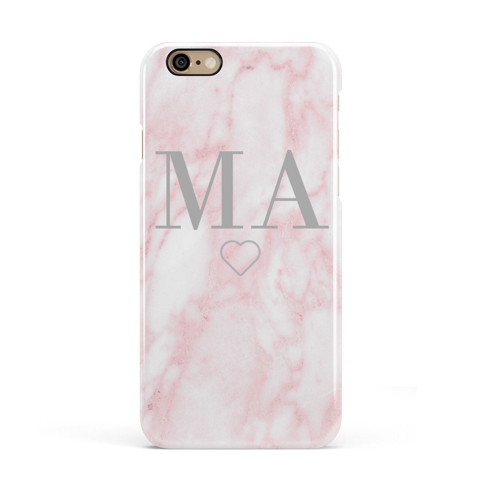 Personalised Blush Marble Initials Apple iPhone 6 3D Snap Case