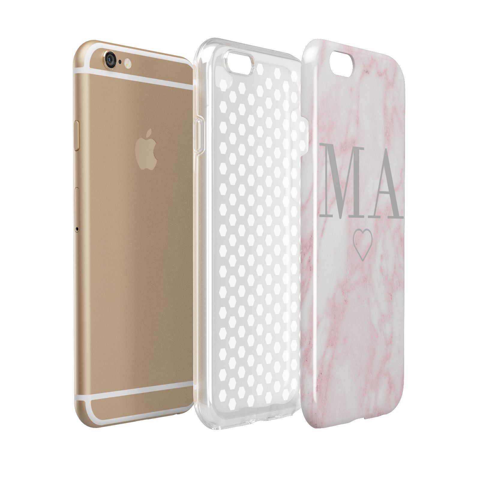 Personalised Blush Marble Initials Apple iPhone 6 3D Tough Case Expanded view