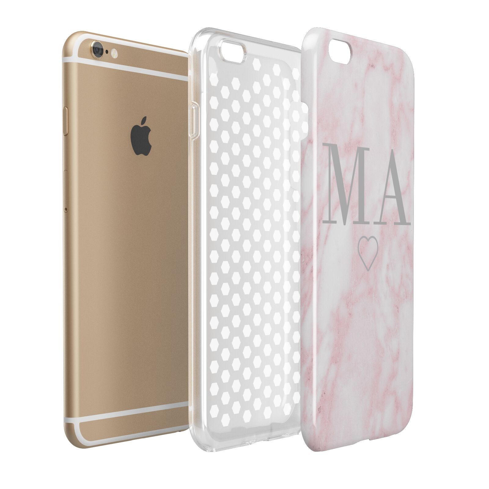 Personalised Blush Marble Initials Apple iPhone 6 Plus 3D Tough Case Expand Detail Image