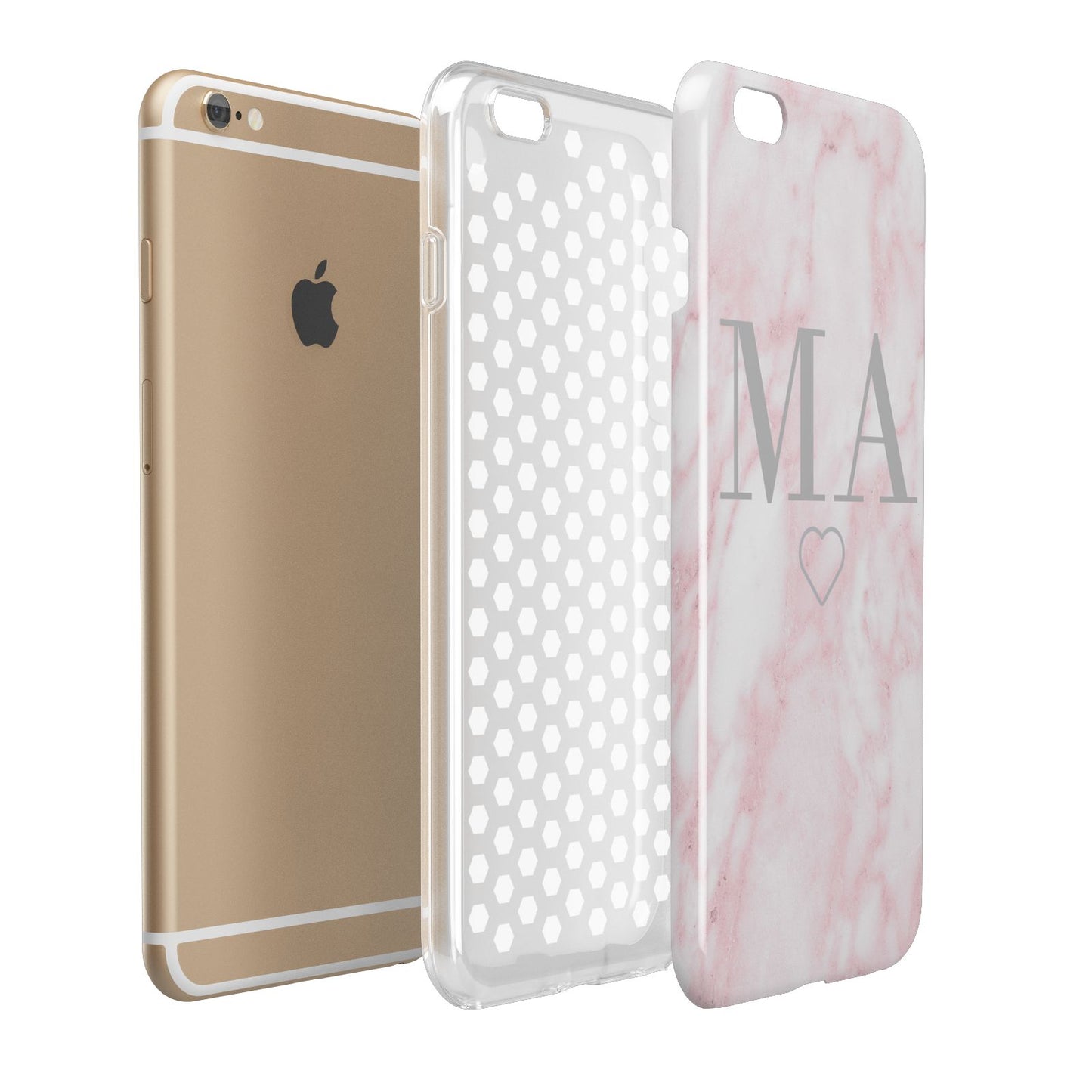Personalised Blush Marble Initials Apple iPhone 6 Plus 3D Tough Case