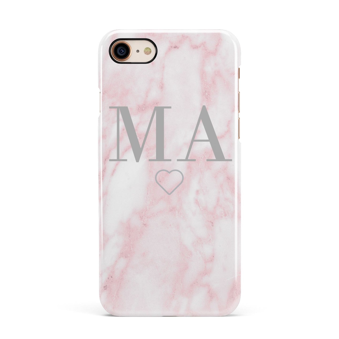 Personalised Blush Marble Initials Apple iPhone 7 8 3D Snap Case